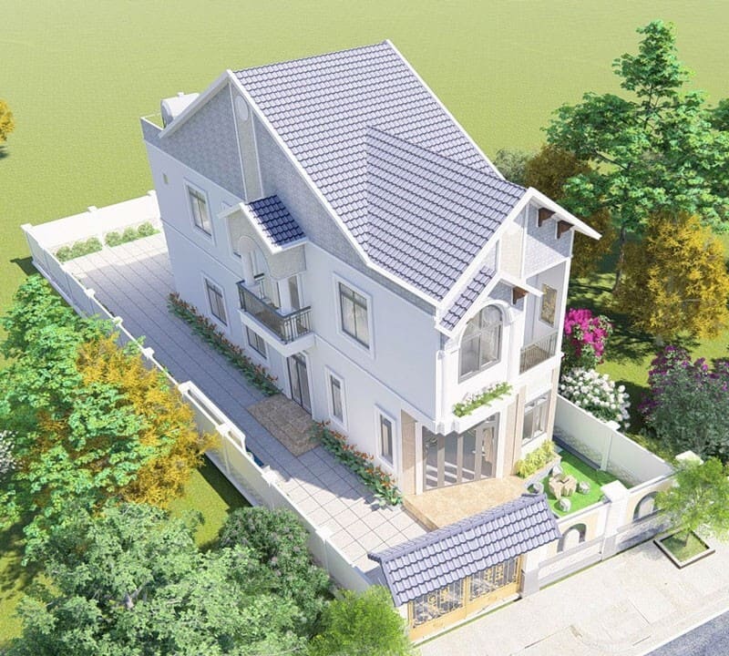 thiết kế nhà đẹp 2 tầng mái Thái