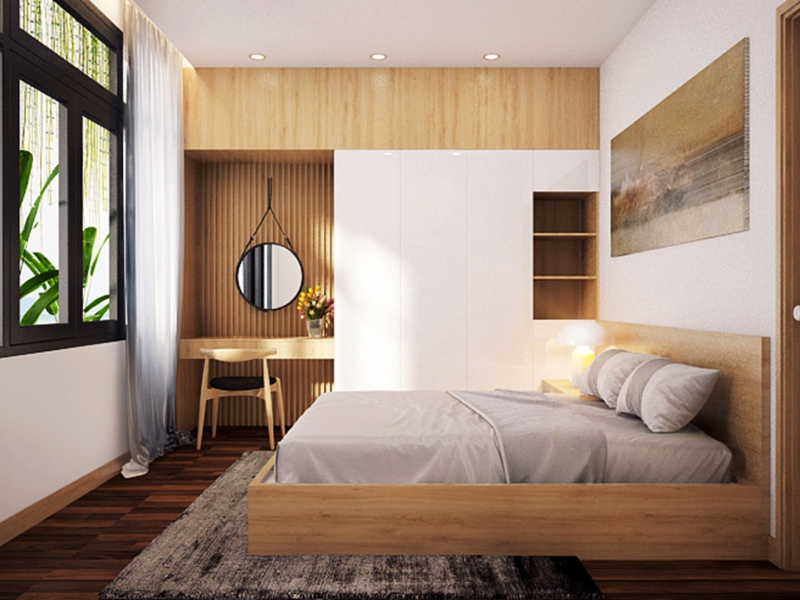 Thiết kế nội thất phòng ngủ 12m2 theo phong cách tối giản